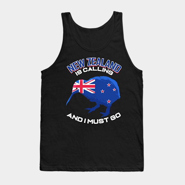 Kiwi Bird New Zealand is Calling Gift Tank Top by ChrisselDesigns